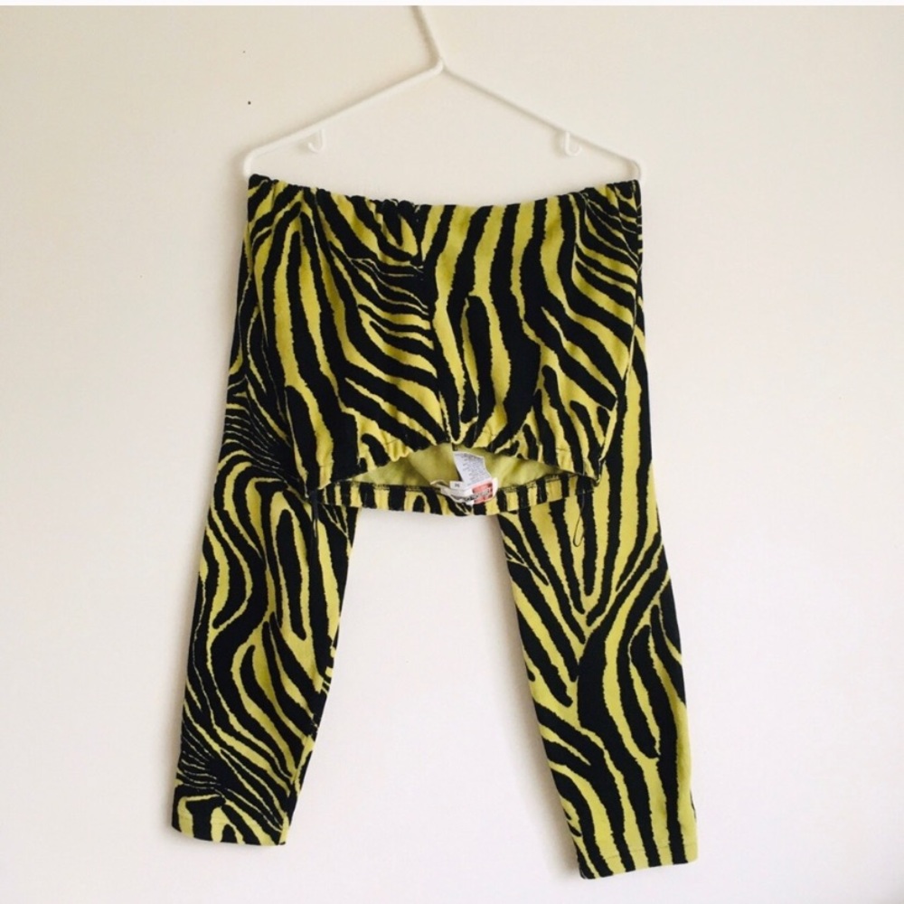 ISO green/yellow velour zebra pants